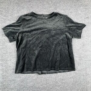 Graver Studio Shirt Womens 3X Black Velour Crew Neck Short Sleeve Plus Top
